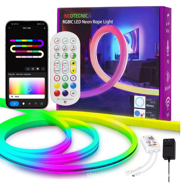mudança esperta de controle remoto de néon da cor da luz de tira do silicone de 16.4ft RGB