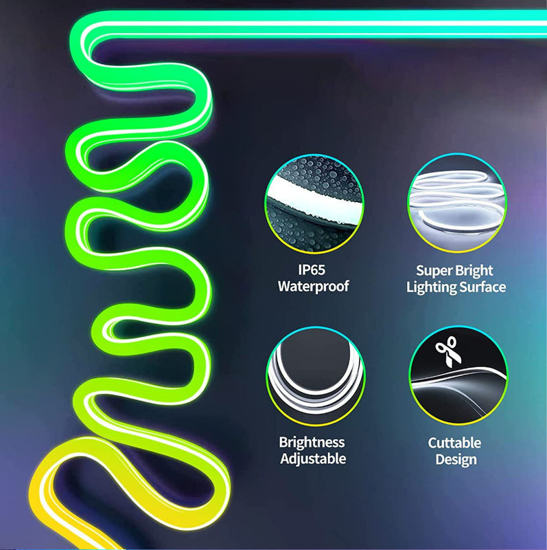 mudança esperta de controle remoto de néon da cor da luz de tira do silicone de 16.4ft RGB